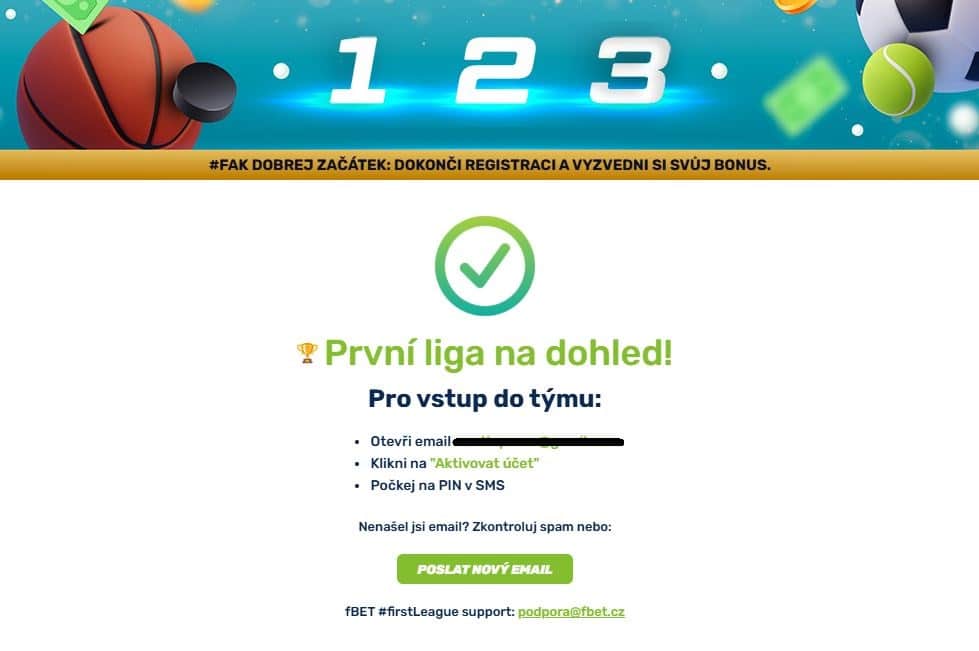Dokončení registrace fBET