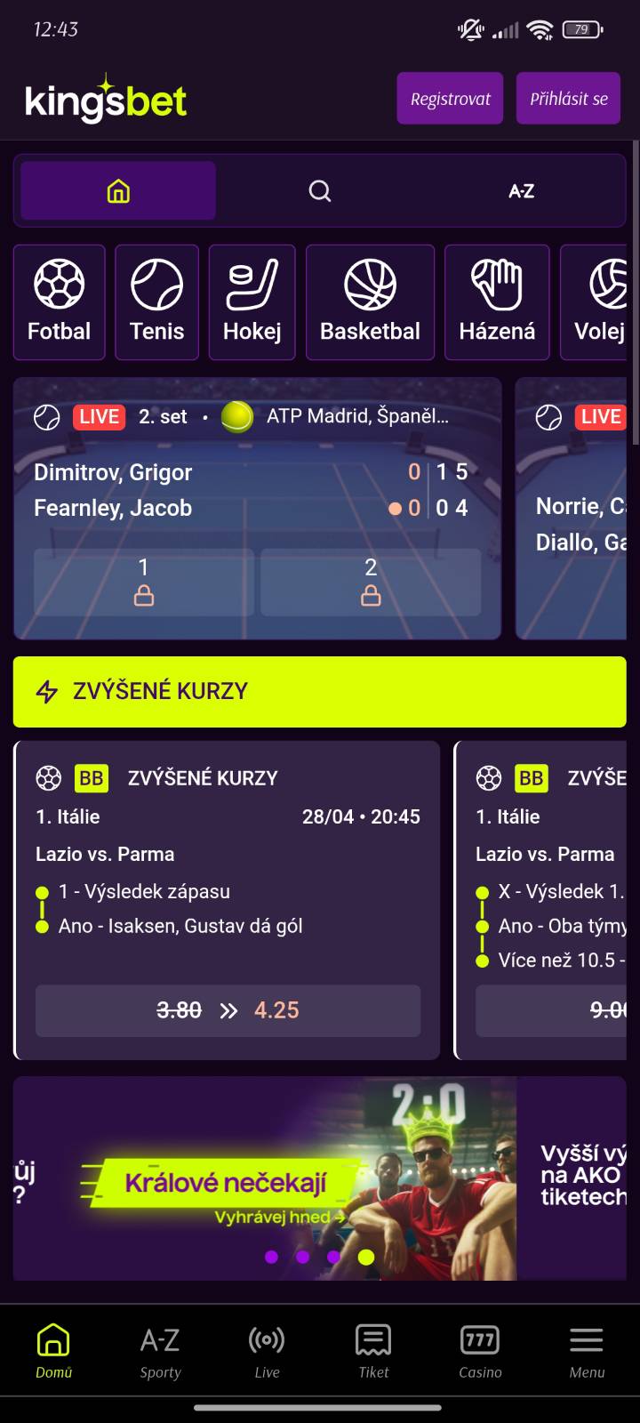 Kingsbet aplikace android