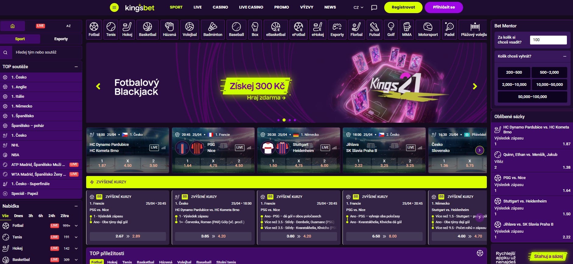 Kurzové sázení Kingsbet