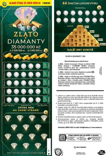 Ukázka nesetřeného losu Zlato a Diamanty
