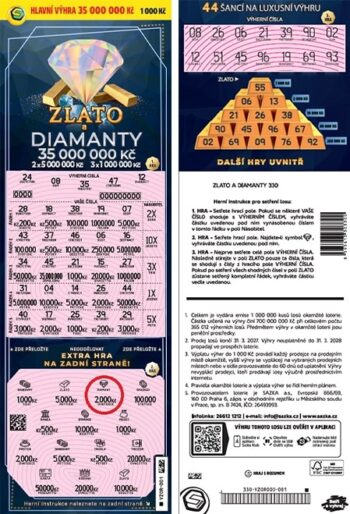 Ukázka setřeného losu Zlato a Diamanty