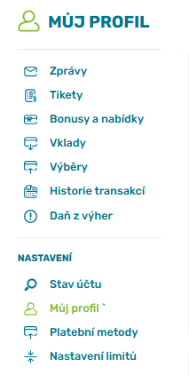 Výběry u fBET můj profil