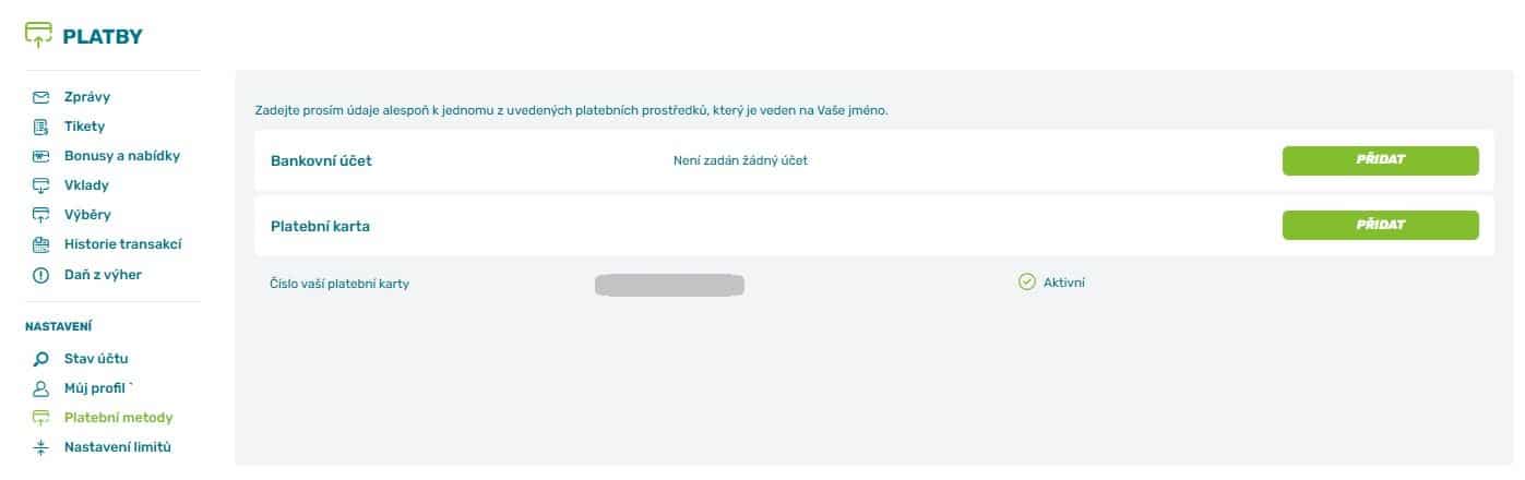 fBet přidání platební metody