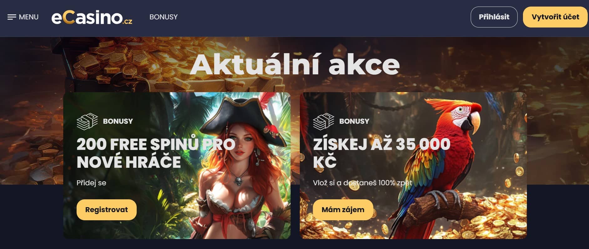Klikni na přihlásit u eCasina