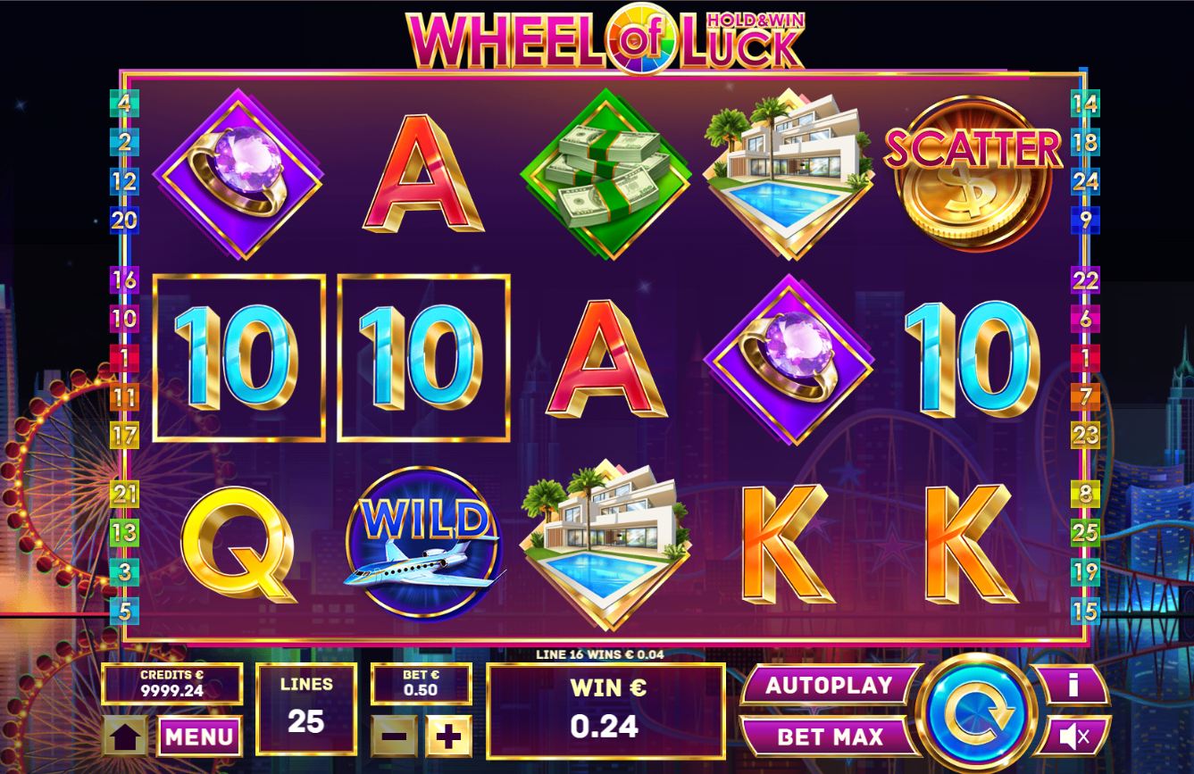 Téma a symboly Wheel of Luck. Hold&Win