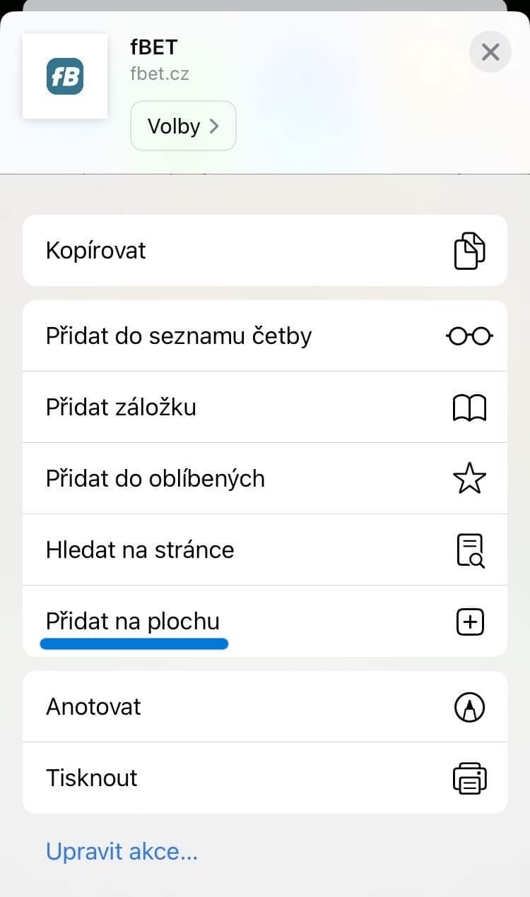Přidat na plochu fbET