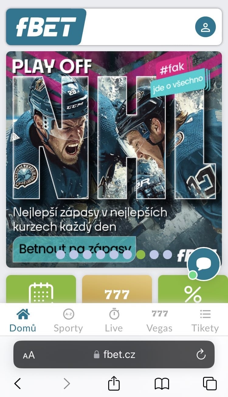 fBET webovky na telefonu