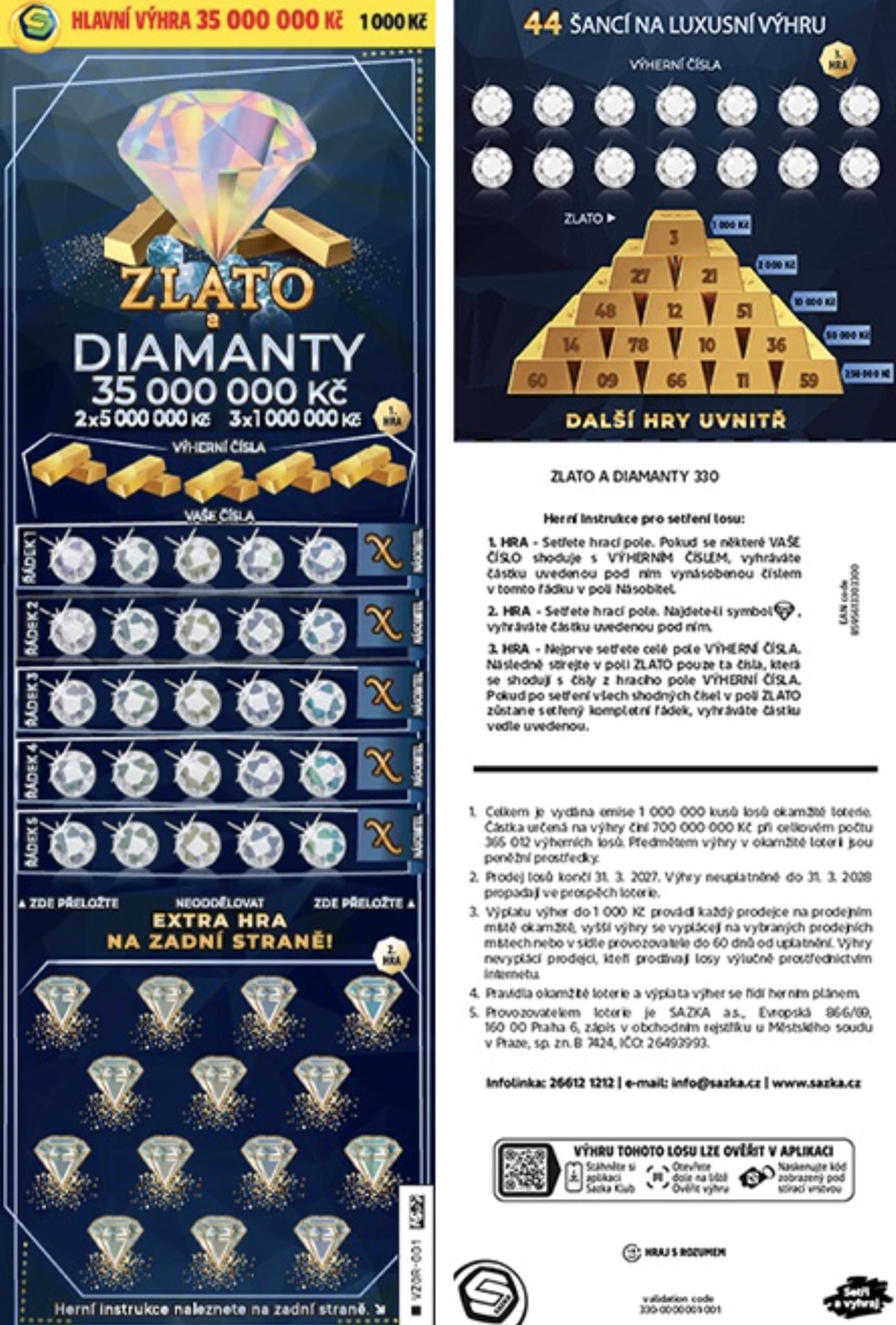 Zlato a diamanty, stírací los