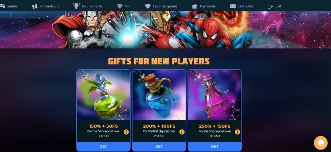Marvel casino bonusy