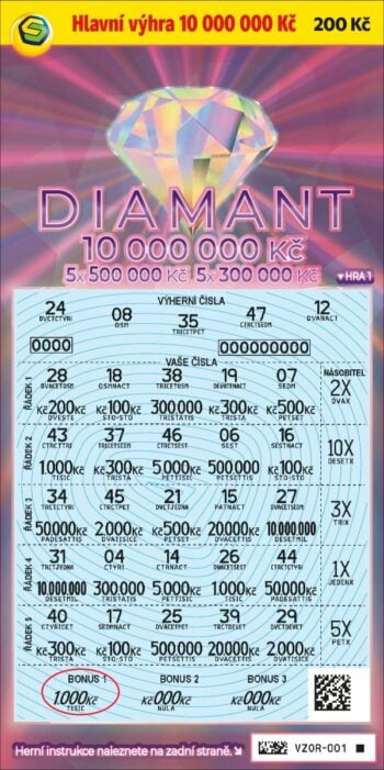 Ukázka setřeného losu Diamant