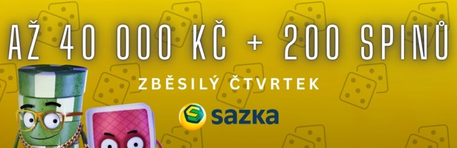 Sazka až 40 000 Kč + 200 spinů
