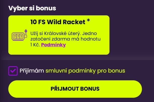 Wild Racket 10 free spinů
