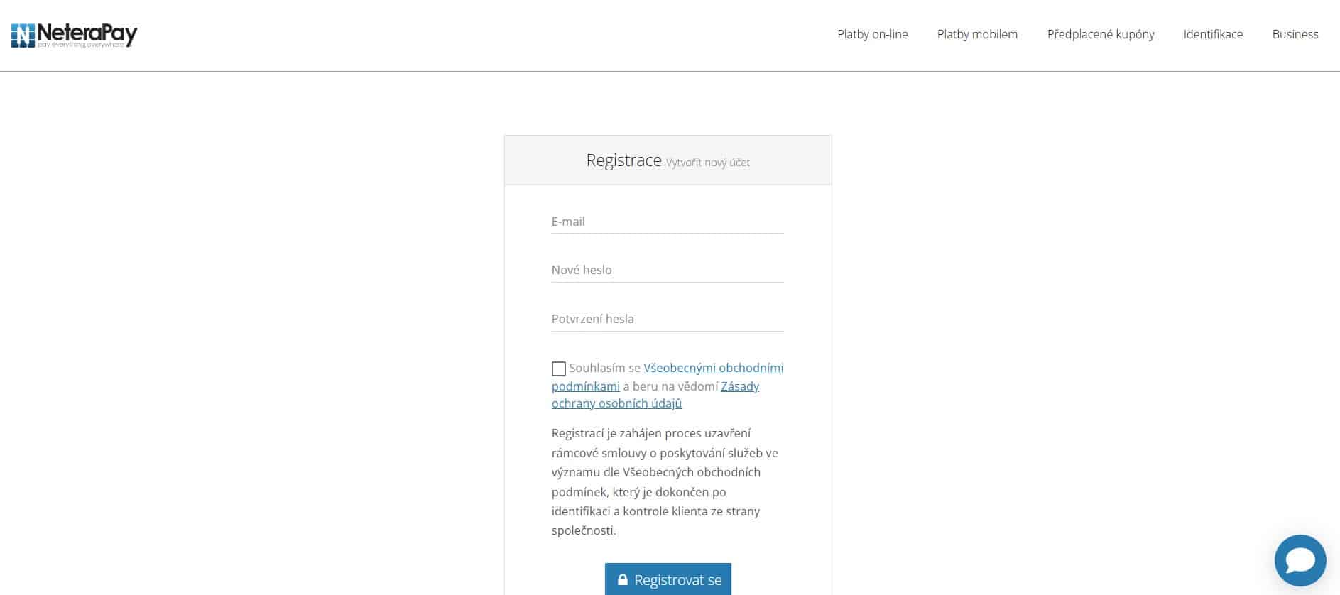 Neterapay registrace