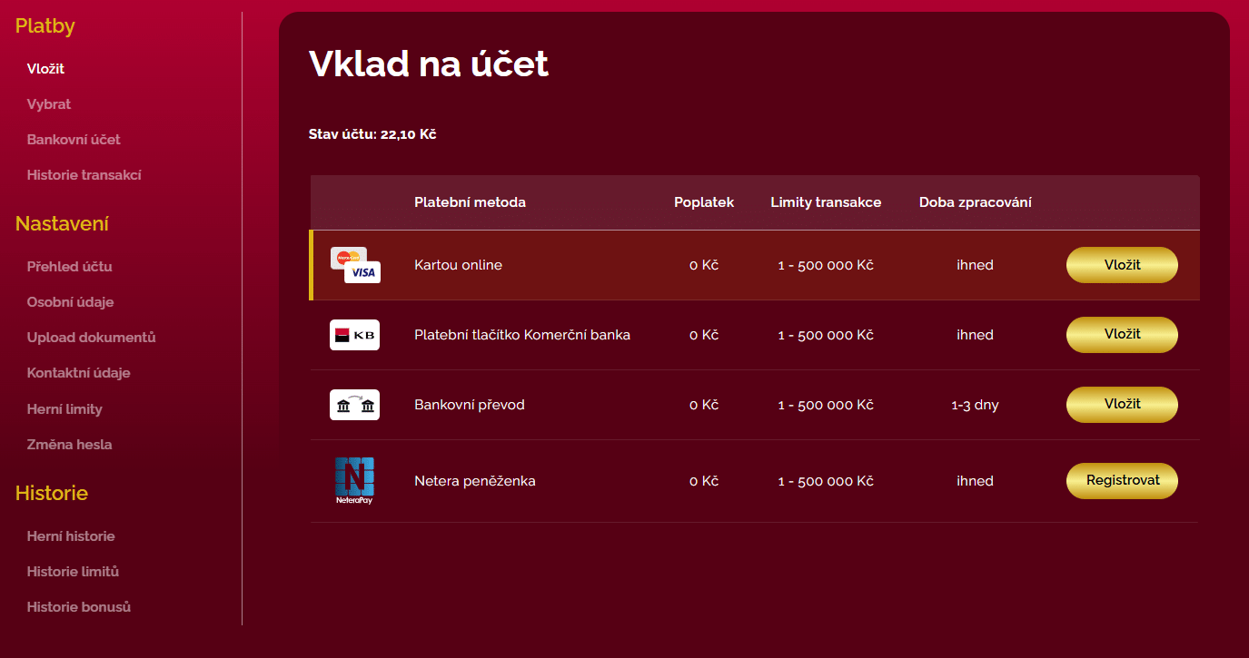 Vklad přes sms LuckyBet