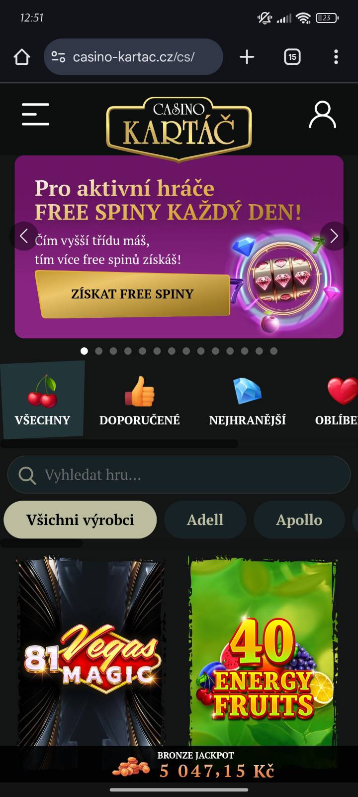Casino Kartáč mobil