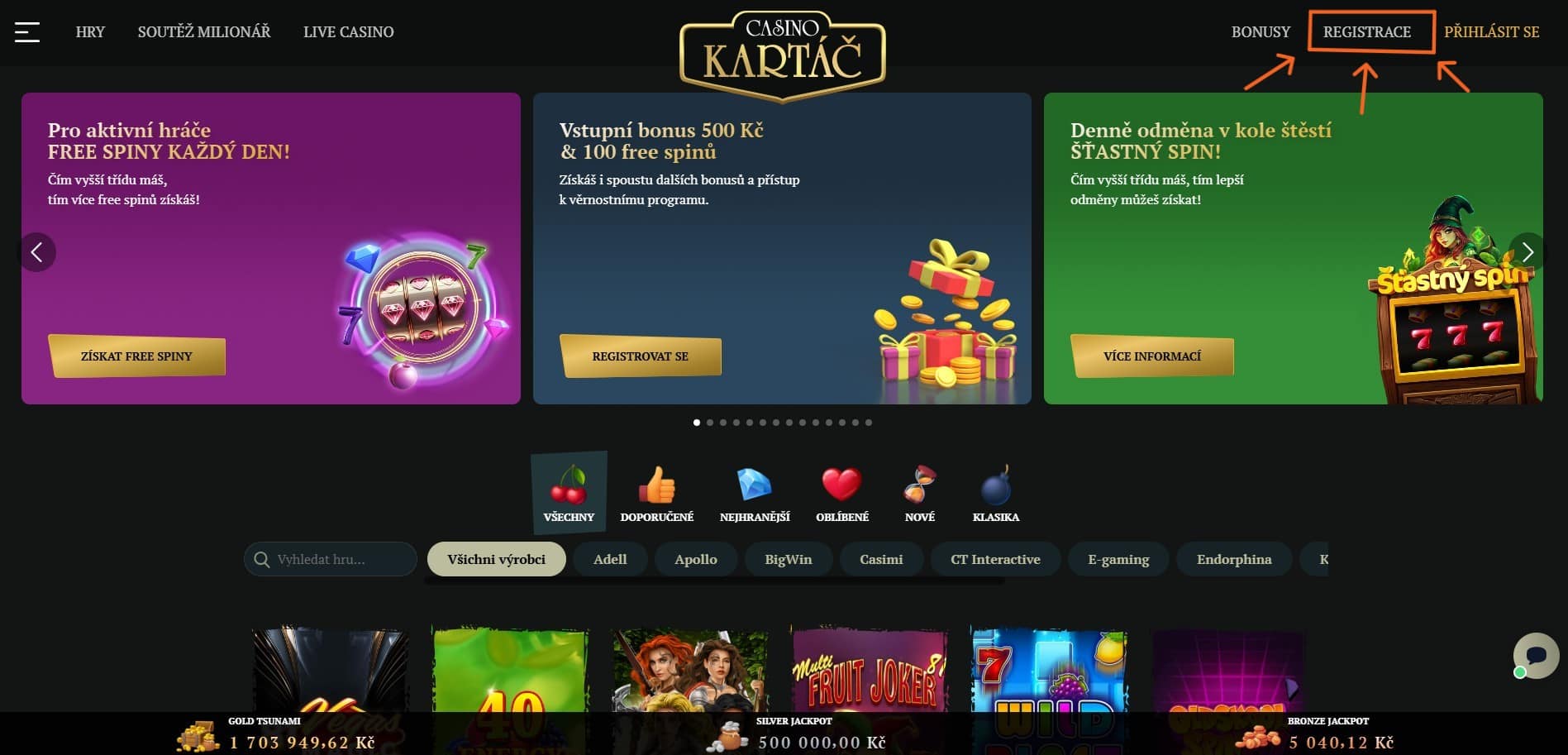 casino Kartáč přihlášení
