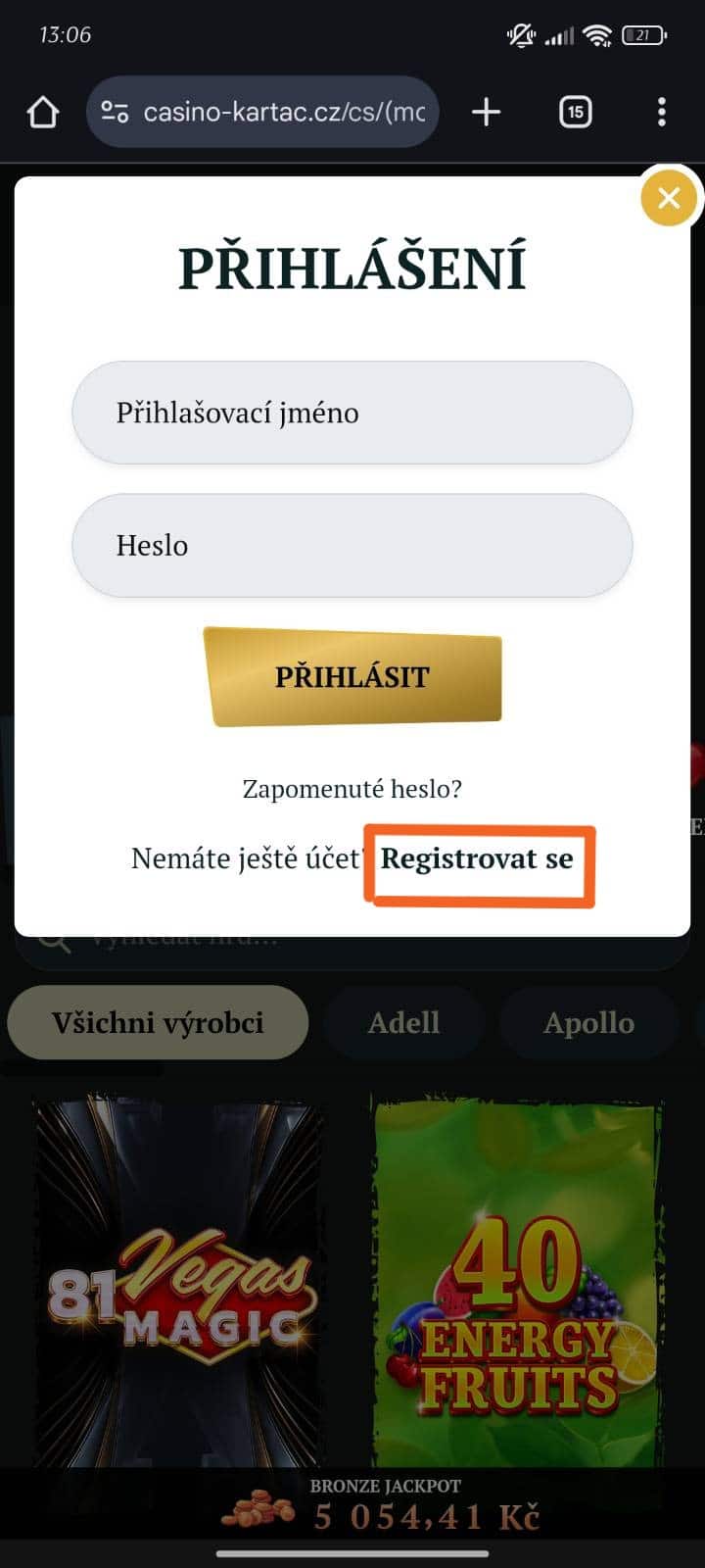 Kartáč aplikace přihlášení