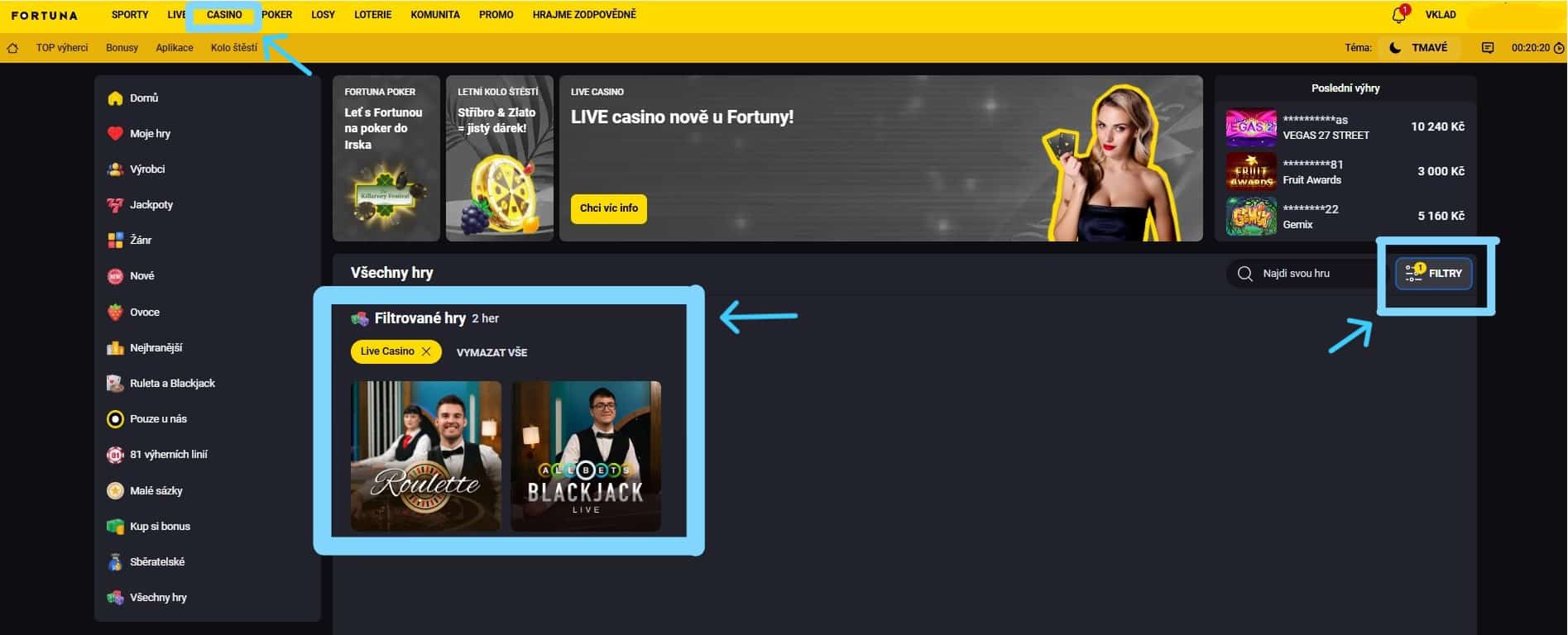 Jak hrát Live casino Fortuna