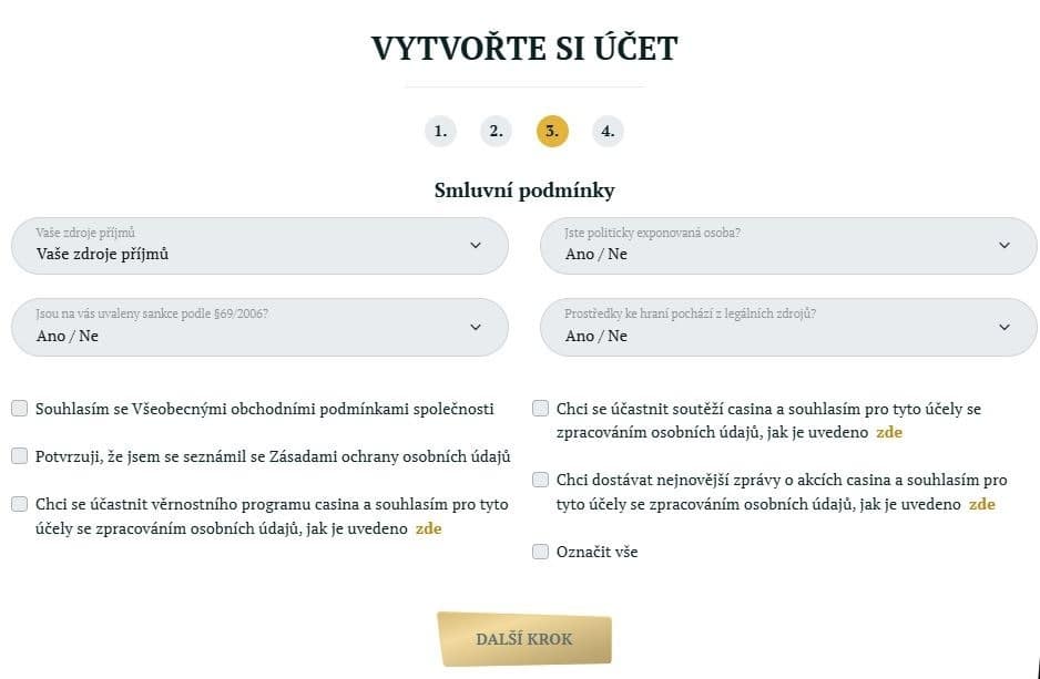 Registrace casino Kartáč