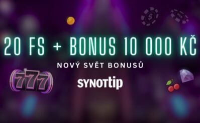 20 free spinů + bonus 10 000 Kč u Synottipu