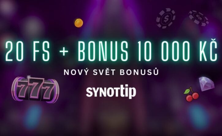 20 free spinů + bonus 10 000 Kč u Synottipu