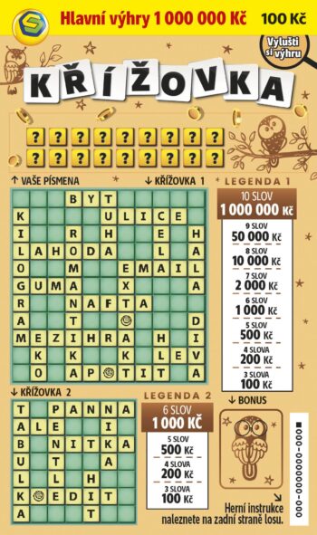 Ukázka nesetřeného losu Křížovka 100 Kč