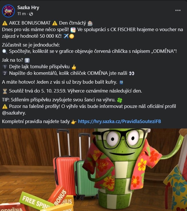 Facebook soutěž na Sazce