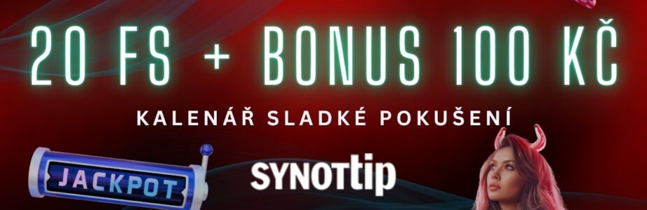 20 free spinů + bonus 100 Kč u Synottipu