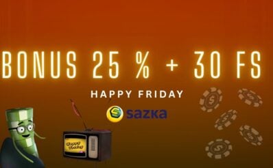 Sazka bonus 25 % + 30 FS happy friday