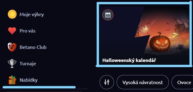 Halooweenský kalendář Betano