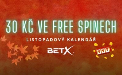 30 Kč ve free spinech listopadový kalendář BetX