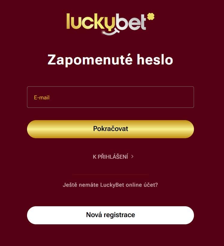 LuckyBet zapomenuté heslo