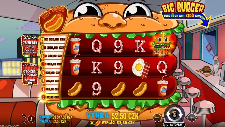 Téma a symboly Big Burger Load it up with Xtra cheese