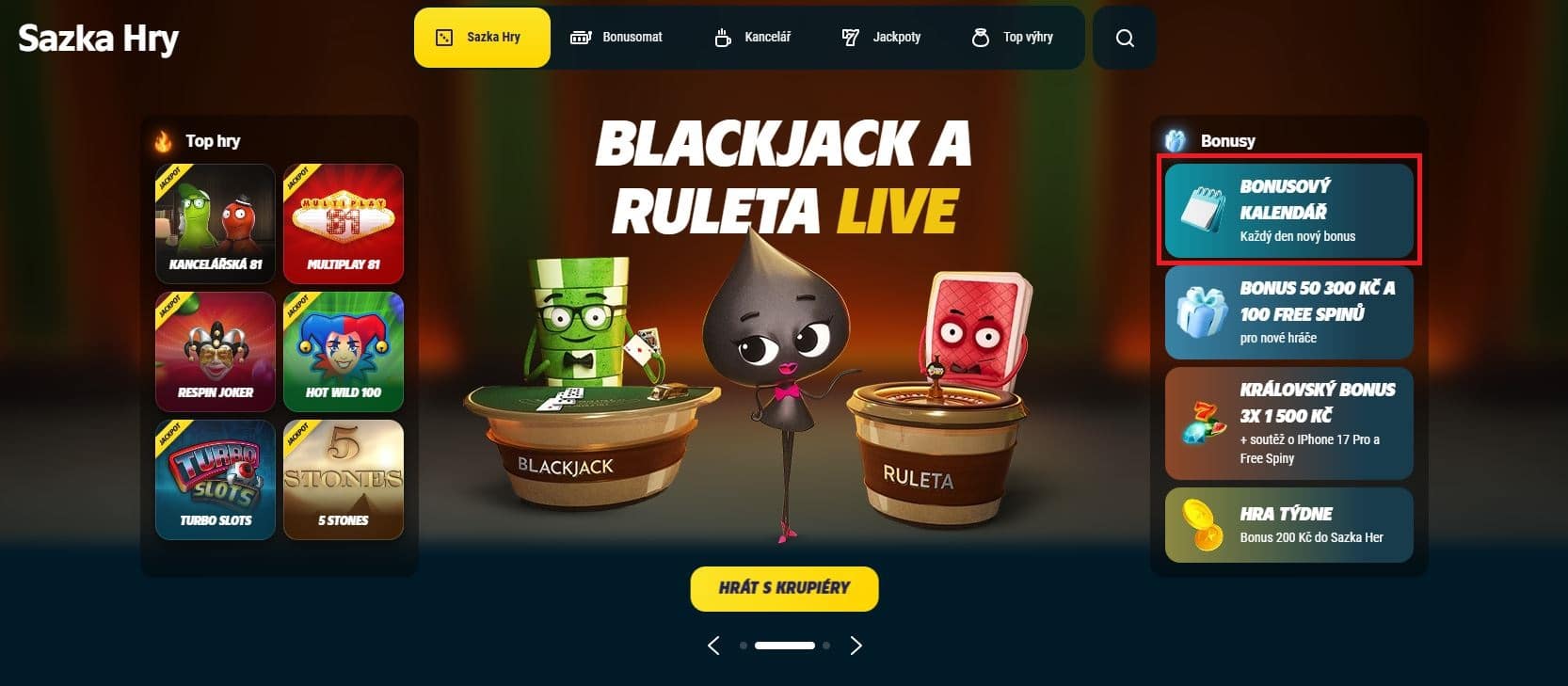 Bonusový kalendář od Sazky