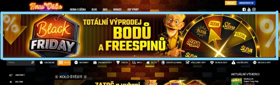 Freespinopád v Herně U Dědka