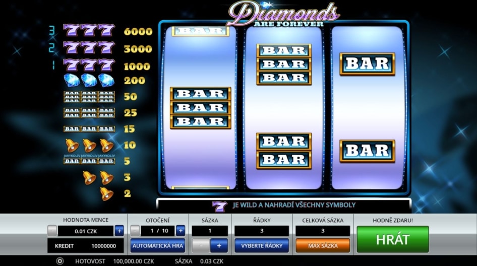 Diamonds are Forever 3 Lines od Pragmatic Play