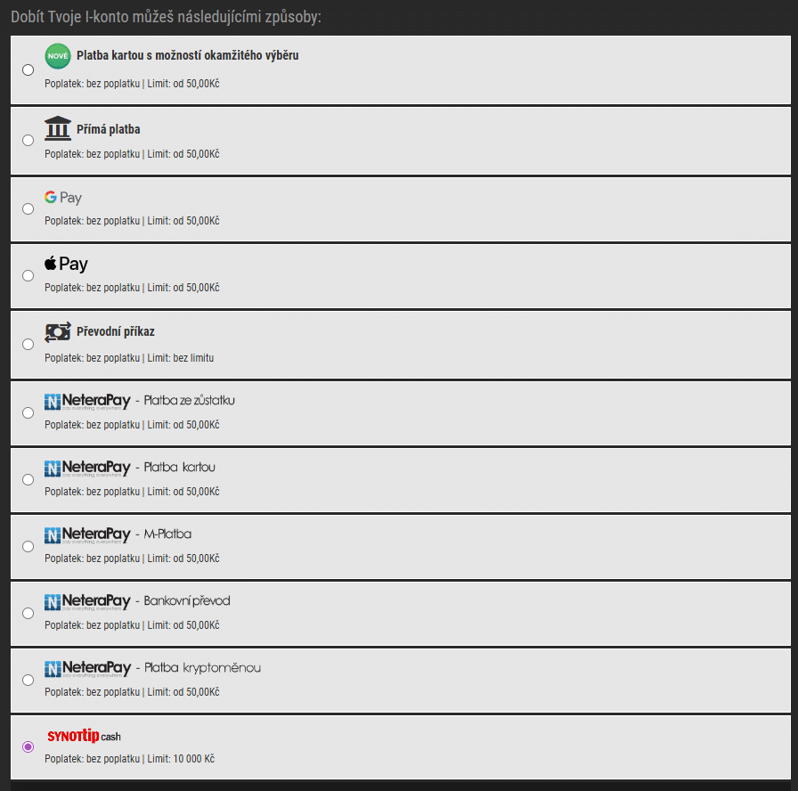 Metoda synottip cash