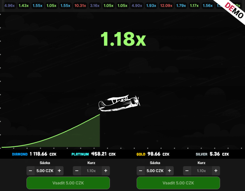 Růst násobitele v Crash Games