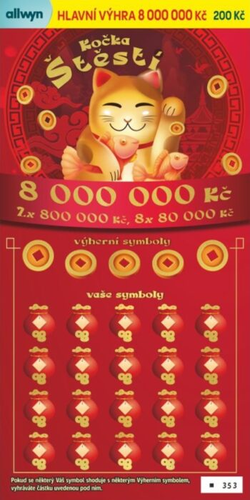 Ukázka nesetřeného losu Kočka štěstí