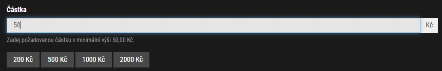 Zvol částku v Synottip