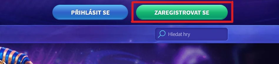 Registrační tlačítko Gametwist