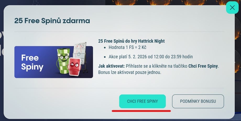 25 free spinů u Sazky