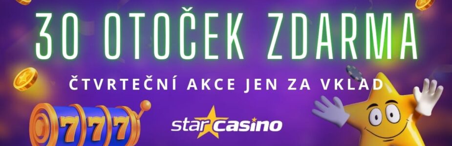 30 free spinů jen za vklad u Star Casina