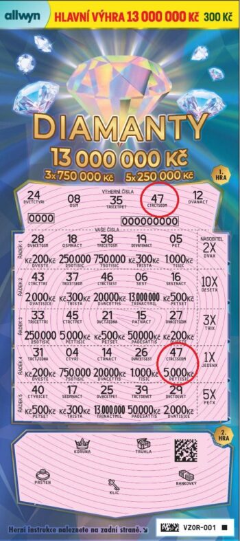 Ukázka setřeného losu Diamanty