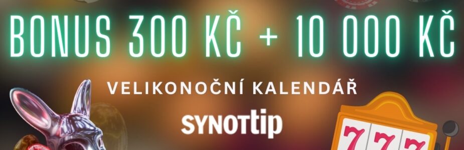 Bonus 300 Kč a VIP bonus 10 000 Kč od Synottipu