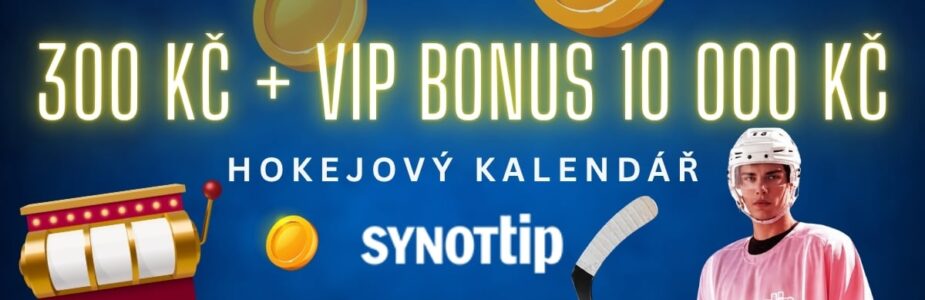 300 Kč + VIP bonus 10 000 Kč u Synottipu