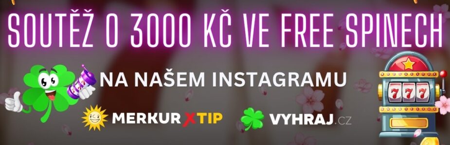 Instagramová soutěž o 3000 Kč ve free spinech u Merkuru