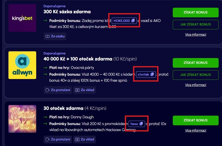 Promokódy dnes seznam