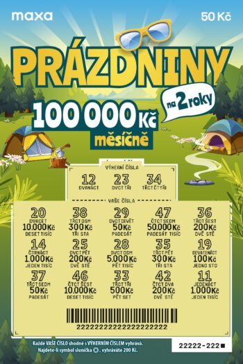 Ukázka setřeného losu Prázdniny na 2 roky