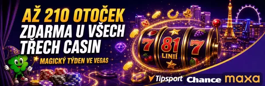 Až 210 otoček zdarma u Tipsportu, Chance a Maxy